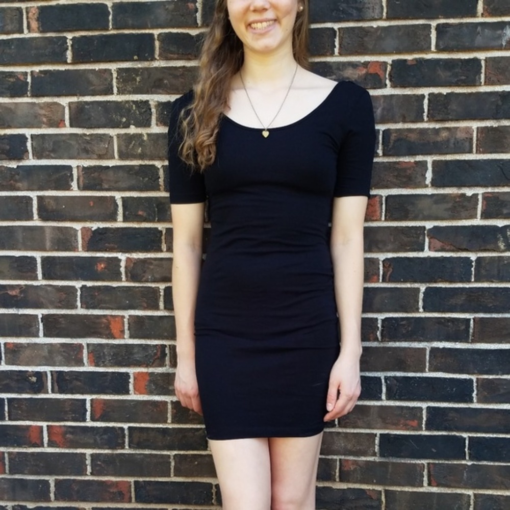 Forever 21 Scoop Back Black Bodycon Dress